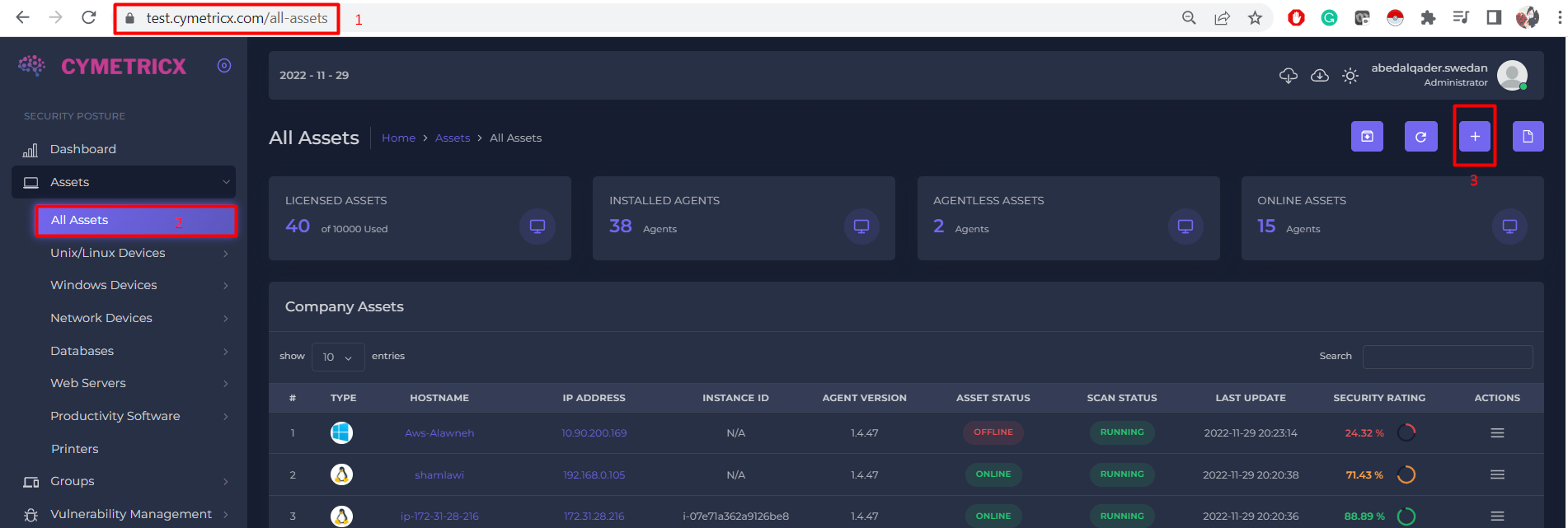 Adding DB/Router/Switches/Firewall/WAF into Cymetricx - agentless